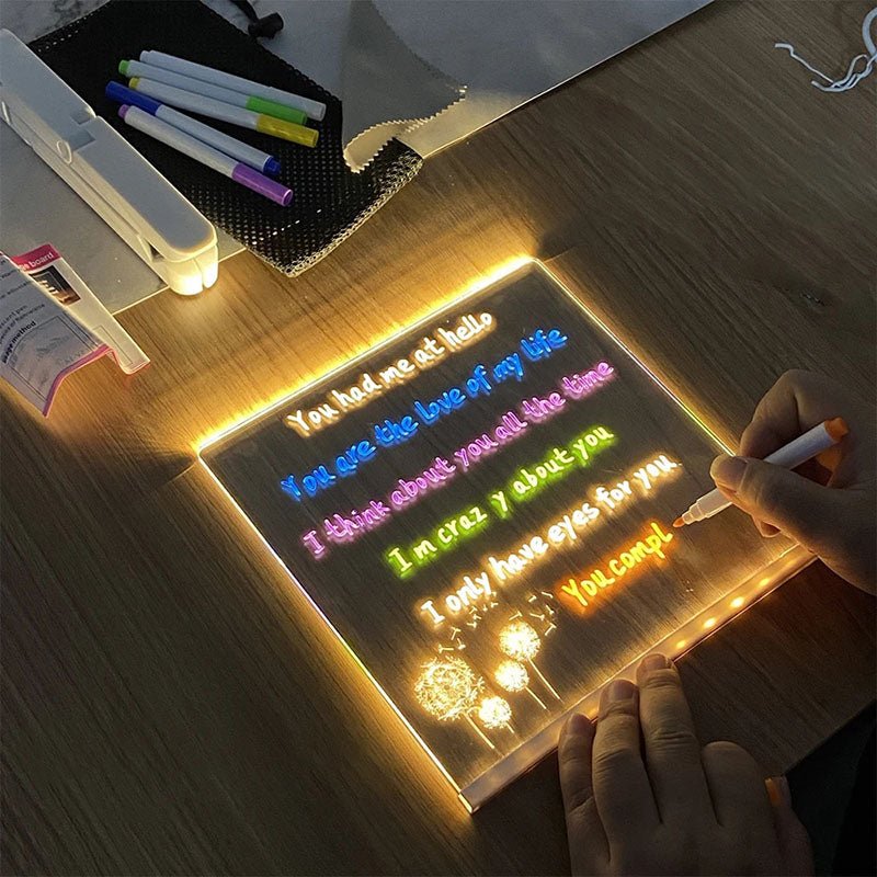 Acrylic LED Board With Colorful Night Light & Neon Pens