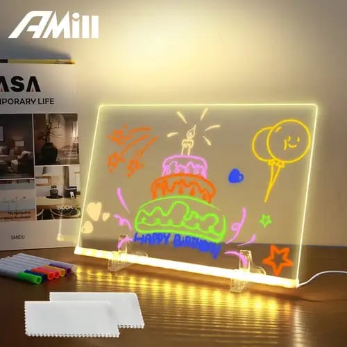 Acrylic LED Board With Colorful Night Light & Neon Pens